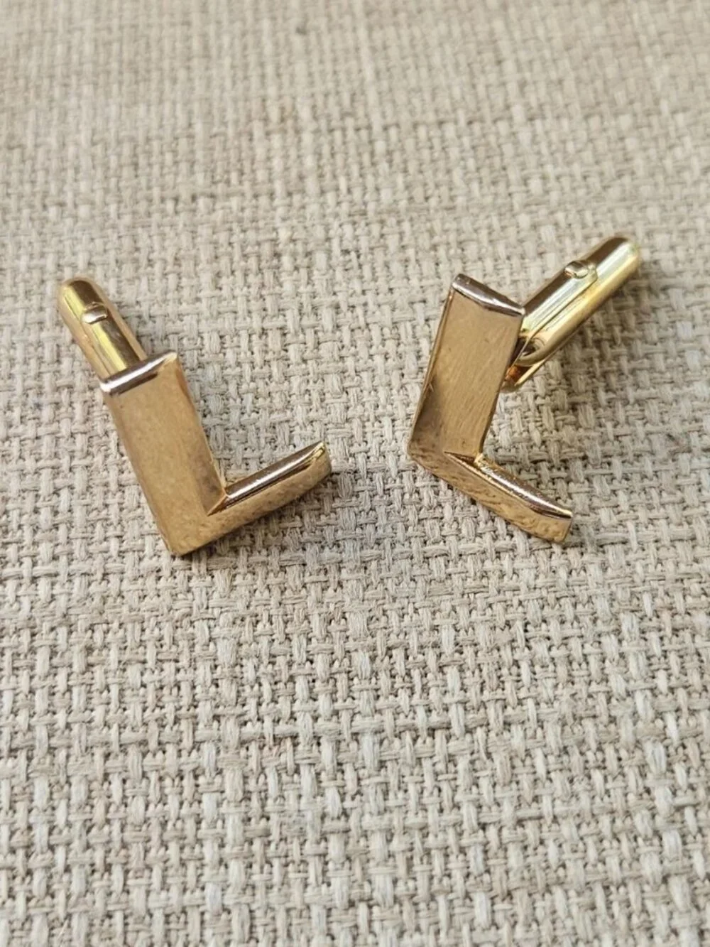 Vintage Swank Cufflinks Gold Tone Initial L Fashion Men Jewelry Cuff Links